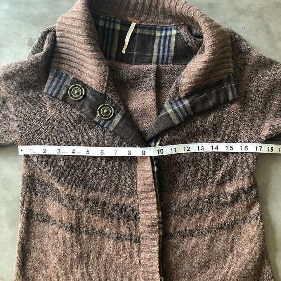 FREE PEOPLE Sweater Jacket with Plaid Trim - Picture 6 of 8